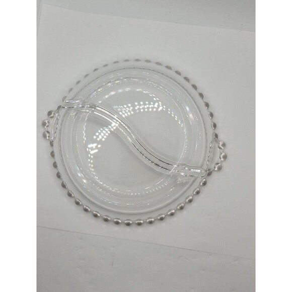 Vintage Candlewick Imperial Clear Glass Divided Relish Dish Beaded Bubble Edge - Picture 8 of 9